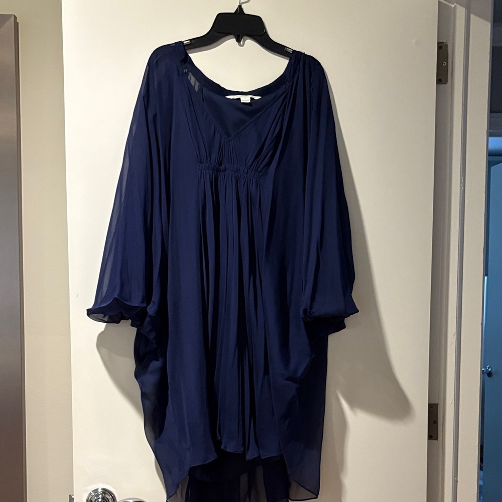 Diane Von Furstenberg Summer Party Navy Blue Flowing Dress